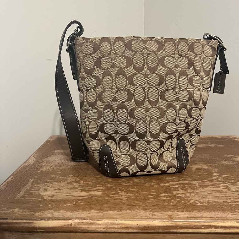 Coach Signature Jacquard Fabric Shoulder/Crossbody Bag.